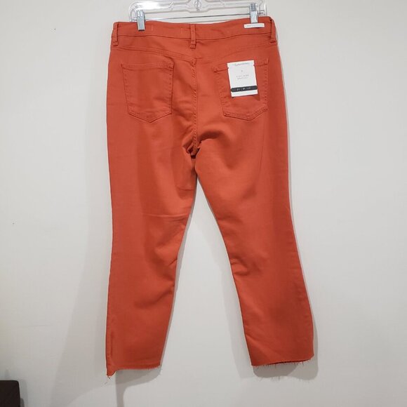 Pilcro & the Letterpress High Rise Bootcut Jeans Size 32 Orange Fray Hem Casual - Picture 9 of 16